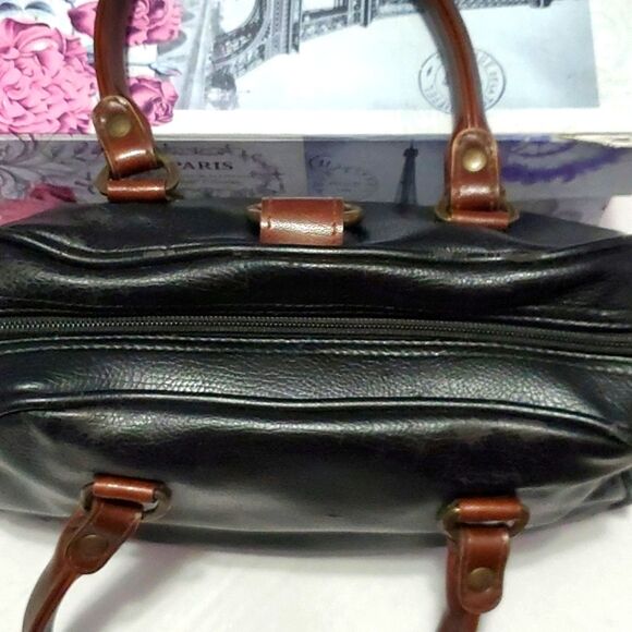 Black Pebbled Vegan Leather with Embossed Flowers Mini Handbag - Picture 4 of 10